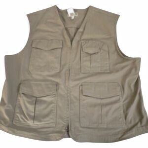 Duluth Trading Vest Size 2XL Utility Tactical Hunting Outdoor Tan Zip UP Cotton